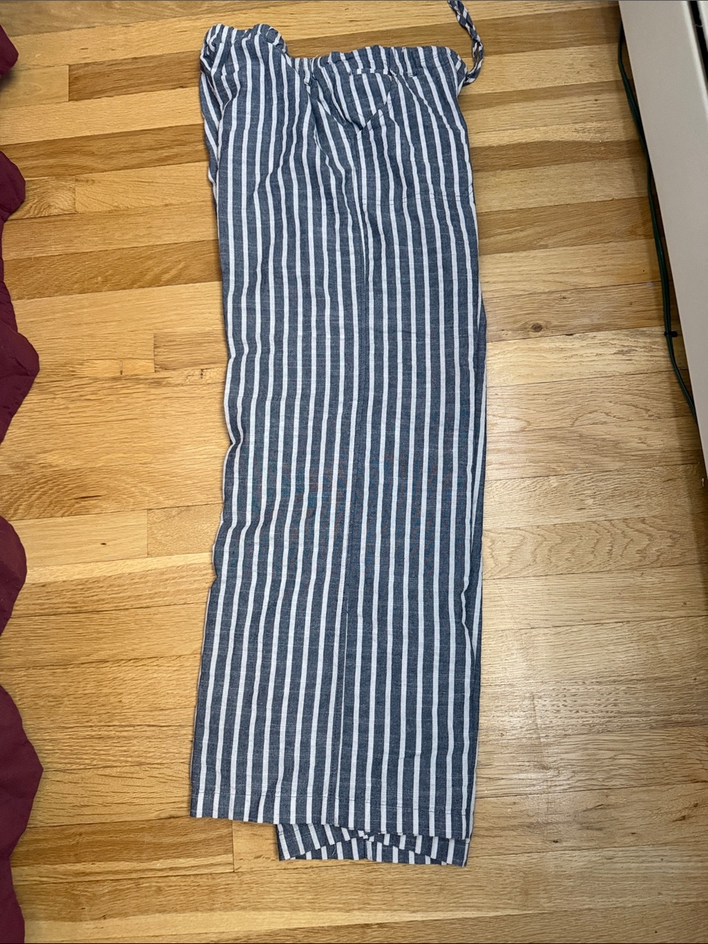 Just Living Navy and White Striped Drawstring Chinos